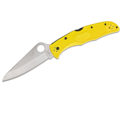 Spyderco STE-C91PYL2 Faca de caça Pacific Salt 2 lâmina lisa Drop Point ultra resistente à corrosão aço H1 de 9,6 cm de comprimento com punhos FRN amarelos. Clipe de bolso com várias posições