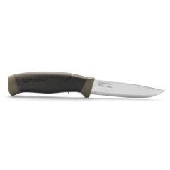 Morakniv STE-12216 Couteau de survie avec lame de acier au carbone de 10,4 cm et manche de caoutchouc TPE vert militaire. Comprend une gaine of en polypropylène vert militaire avec clip de ceinture. Sous blister