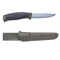 Morakniv STE-12210 Coltello de Compagno di caccia HeavyDuty verde militare, Lama de acciaio de carbonio C-100 de 10,4 cm e manico TPE-Gomma de colore verde militare. Include fodero in plastica de in verde militare con clip. In blister