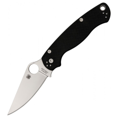 Couteau tactique Spyderco STE-C81GP2 Para Military 2, lame lisse satinée en acier CPM S30V de 8,7 cm de long et manche en G-10 noir. Clip de suspension ambidextre