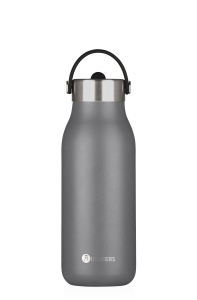Les ARTISTTES Paris A-2390 Bottle'Up 2.0, 1-Liter-Flasche, BPA-freie isothermische Flasche, wiederverwendbar, hält 12 Stunden heiß und 24 Stunden kalt, Griff, Edelstahl, graues Design