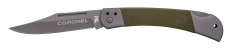 Navaja Coronel Tramuntana Knives N123V, navaja de acero 420, bloqueo trasero, mango G10 verde y titanio gris, 9,5 cm de hoja, clip reversible, color verde y gris