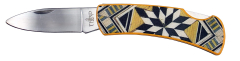 Theird Taracea N12A, ideale per l'uso quotidiano, lama de acciaio 420 de 7 cm con finitura a specchio, manico de alluminio con stampa 3D su entrambi i lati de intarsiato.