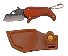 Faca K2483 Terceira K2483, lâmina de aço 420 de 3 cm armada, cabo em pakkawood, com bainha de couro sintético