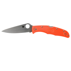 Spyderco STE-C10FPOR Faca de bolso STE-C10FPOR Endura 4 Lâmina leve e lisa Ponta de gota VG-10 Acabamento acetinado de aço de 9,6 cm de comprimento com cabo FRN laranja. Clipe de bolso ambidextro  
