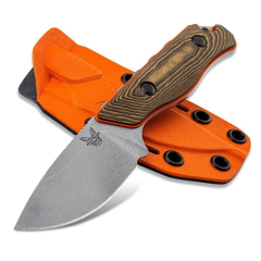 Benchmade STE-15017-1 Hidden Canyon Hunter Couteau de chasse à pointe tombante Lame fixe avec 14° SelectEdge® 16,31 cm, acier inoxydable de première qualité CPM-S90V (59-61HRC) et manche tricolore avec revêtement G10 orange. Comprend un fourreau Boltaron 