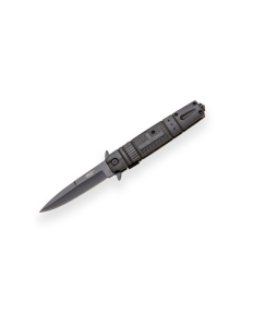 Navaja estilete con rompe cocos JKR0838, hoja de 9,4 cm, mango de fibra, apertura manual, uso táctico y outdoor