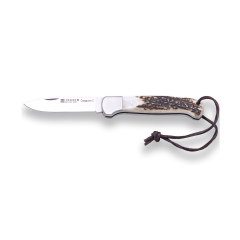 Jagdmesser Joker Känguru I, mit Klinge 8,5 cm, MOVA-Stahl, mit Hirschcaches, Edelstahlzwinge, 115 gr, Lederband, NC129 + Mehrzweck-Geschenkkarte