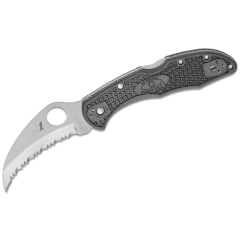 Spyderco STE-C106SBK2 Tasman Salt 2 Jagdmesser, 7,4 cm lange SpyderEdge gezahnte Erlklinge aus H-1 Stahl mit schwarzem FRN Griff. Inklusive Multi-Positions-Clip