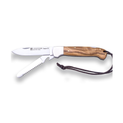 Navaja multiusos Joker "Canguro III" NO136, hoja de acero inox MOVA 8 cm, con sierra y abrebotellas, cachas madera de olivo, herramienta de pesca, caza, camping y senderismo