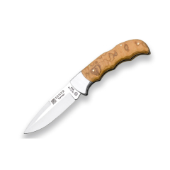 Couteau de chasse de joker avec poignées en bois d'olivier, ferrule en acier inoxydable, feuille MOVA de 9 cm, 140 gr, NO19 + carte cadeau polyvalente