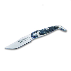 Faca de billet com haste de veado mango, lâmina de 8,5 cm e virola de alumínio NCA NTCO