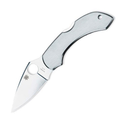 Spyderco STE-C28P Libélula STE-C28P Faca desportiva SS 5,9 cm acabamento acetinado VG-10 lâmina lisa de aço inoxidável com cabo de aço inoxidável. Inclui clipe de mão direita com ponta virada para cima
