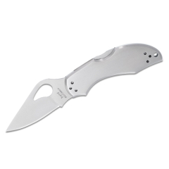 Spyderco STE-BY10P2 Couteau pliant Byrd Robin 2 avec lame lisse de Acier inoxydable 8Cr13MoV de finition satinée de 6,4 cm de de long, manche de acier inoxydable. Comprend un clip de poche ambidextre de
