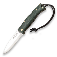 Joker Navaja Bushcraft ARTICA NV155 con cachas en Jute Micarta Verde, hoja de 8 cm 14c28n, Filo Scandi, herramienta de pesca, caza, camping y senderismo