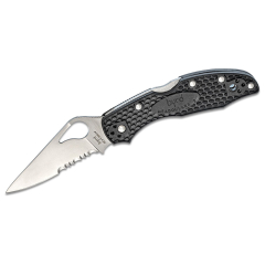 Spyderco STE-BY04PSBK2 Couteau pliant Byrd Meadowlark 2 avec lame combinée en acier inoxydable 8Cr13MoV de 7,3 cm de finition satinée de 7,3 cm de long, manche FRN de couleur noire. Comprend un clip de poche multipositions. 