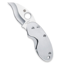 Faca dobrável Spyderco STE-C29P Cricket SS, lâmina lisa de aço VG-10 de 4,5 cm, cabo em aço inoxidável. Inclui clipe de bolso em aço inoxidável com a ponta para baixo.