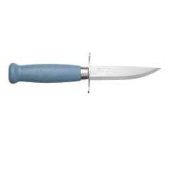  Morakniv STE-13974 Coltello per bambini Scout 39 Blueberry lama fissa de acciaio inox Sandvik 12c27 de 8,6 cm, manico de betulla de colore blu chiaro. Compreso fodero in pelle per ambidestri, in confezione blister.