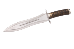 Faca de caça Muela Podenquero PODENQUERO-A, chifre e bronze, folha 26 cm MOVA + cartão presente de múltiplos propósitos