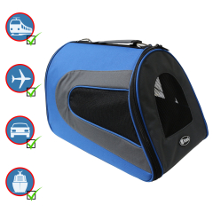 OUTLET Transportín Plegable para Perros y Gatos Yatek, Bolsa de Transporte Acolchada a prueba de agua, tamaño 48 x 27 x 27 cm, color azul