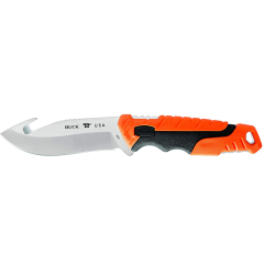 Buck Knives STE-0657ORG Jagdmesser 656 Pursuit Large Guthook 11,4 cm S35VN Stahl Guthook Klinge mit Versaflex® glasgefüllten Nylon Griff. orange und schwarz mit schwarzer Nylonscheide