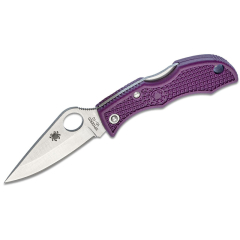 Spyderco STE-LPRP3 Couteau porte-clés Ladybug 3 avec dos moleté, lame lisse en acier VG-10 et finition satinée, de 4,9.cm de long et manche FRN violet de. Comprend un trou pour porte-clés