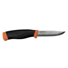 Morakniv STE-13260 Cuchillo de Caza Companion HeavyDuty con hoja recta de acero inoxidable de 10.4 cm de largo y mango de goma-TPE color naranja quemado/negro. Incluye funda de polímero color naranja, ambidiestro