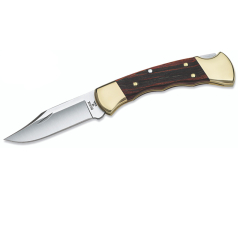 Buck Knives STE-0112BRSFG Ranger Knife 7,6 cm glatte 420HC Klinge DymaLux® Ebenholzgriff mit Fingerrillen. Inklusive schwarzer Lederscheide 