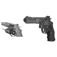 CO2-Revolver Gamo CO2 PR-76, 6"-Kanone, 3 Joule Leistung, einstellbarer Anstieg, offene Visierung, Energie 3,50 Joule, 6111396