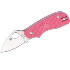 Spyderco STE-C154PPN Squeak Slipit Taschenmesser mit 5,1 cm langer Drop Point Klinge aus rostfreiem N690Co Stahl und rosa FRN Griff. Inklusive beidhändigem Taschenclip
