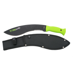 Facão cortacañas Third S2014 de chapa de aço inoxidável de 27,5 cm com mango de ABS verde, com bainha de nylon