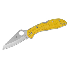 Spyderco STE-C88PYL2 Sal 2 Faca Dobrável 7,6 cm Ultra Resistente à Corrosão Lâmina Lisa de Aço Satinado H1 com Cabo Amarelo FRN Clip de Bolso de Titânio 4 Posições