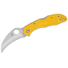 Couteau de chasse Spyderco STE-C106PYL2 Tasman Salt 2, lame lisse à soie de 7,4 cm en acier H-1 avec manche FRN jaune. Comprend un clip multi-positions