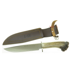 Couteau de chasse Muela Sarrió Sarrio-19S, 19,5 cm lame MOVA, bois de cerf poing avec rosette et croisillon inoxydable + carte cadeau multi-usages