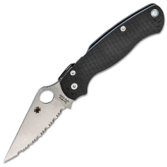 Couteau tactique Spyderco STE-C81GS2 pour les militaires 2 lames en acier SpyderEdge CPM S30V   de 8,7 cm de long et manche en G-10 noir. Clip ambidextre à 4 positions