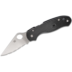 Spyderco STE- C223SBK Tactical Knife Para 3 Leichte SpyderEdge Klinge mit Wellenschliff aus satiniertem CTS BD1N Stahl 7,4 cm lang mit schwarzen FRN Griffen. Inklusive beidhändigem Taschenclip
