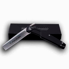 Faca Extrema Ratio, T-RAZOR, gume reto, lâmina plana tradicional, versão com acabamento preto e acetinado