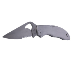 Spyderco STE-BY01PS2 Couteau de Survival Byrd Harrier 2 avec lame combinée de Acier 8Cr13MoV de 8,6 cm de de long, avec manche de en acier inoxydable. Comprend un clip ambidextre et un trou pour la lanière.