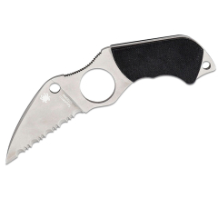 Spyderco STE-FB14S6 Cuchillo de Caza Swick 6 hoja dentada SpyderEdge Wharncliffe de Acero LC200N de 6.9 cm, acabado satinado y mango G-10 de color negro. Incluye funda Boltaron con clip de sujeción G-Clip multiposición