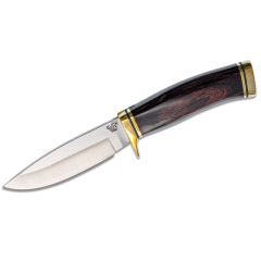 Couteaux Buck STE-192BRS Couteau de chasse Vanguard 10,8 cm Lame fixe manche noyer Heritage, fourreau en cuir brun