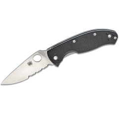 Spyderco STE-C122GPS Couteau de chasse Tenacious avec lame en acier 8Cr13MoV de 8,6 cm, lame combinée finition satinée et manche en G-10 noir. Comprend un clip ambidextre et un trou pour lanière.