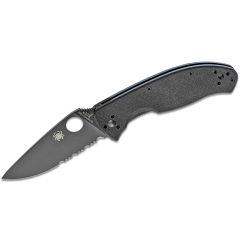 Spyderco STE-C122GBBKPS Couteau de chasse Tenacious avec lame de 8.6 cm en acier 8Cr13MoV noir et manche en G-10 noir. Comprend un clip ambidextre et un trou pour lanière.