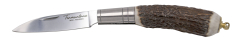 Navaja Gallega Tramuntana Knives TK-412, fabricación española, mango de Cuerno de Ciervo, hoja de acero inox 420 de 8.0 cm. Ref. TK-412.