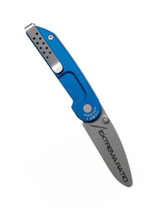 Faca Extreme Ratio, Série de Treino, Faca de Combate, Design Azul Metálico, Alumínio Anodizado, Compatível com Técnicas de Defesa e Desarmamento