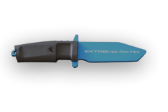  Coltello Extreme Ratio, Modello de Training, Lama de Alluminio Anodizzato, Impugnatura Realistica e Colore Blu Metallizzato
