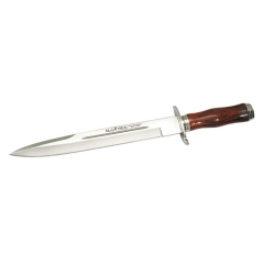 Coltello da gioco intero Muela Urial URIAL-26CO, manico in legno pressato cocobolo, traversa e cappuccio in acciaio inox, peso 310 grammi + gift card multiuso
