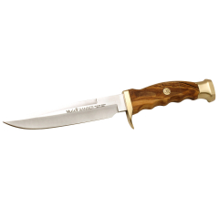 Cuchillo de caza Muela Ranger RANGER-14.OL, puño de madera de olivo y latón, peso 175 gramos, tamaño total 25,5 cm + tarjeta multiusos de regalo
