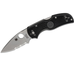 Couteau pliant Spyderco STE-C41PSBK5 Native à 5 lames avec lame combinée en acier CPM S30V Satin finish de 7,5 cm de long et manche FRN noir. Clip de poche à 4 positions 