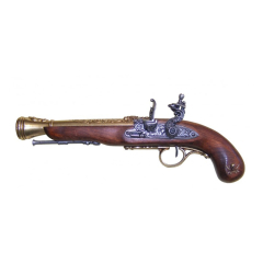 Replica di 37 cm di una pistola a scintilla pirata del XVIII secolo, in metallo e legno, con un meccanismo di simulazione del carico e del fuoco, non funziona, per la decorazione