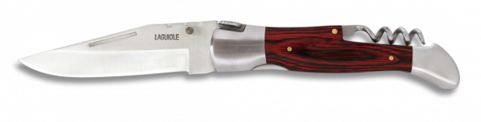 Faca Laguiole vermelho Micarta folha inox de 10 Cm sistema de saca-rolhas bloqueio 10734